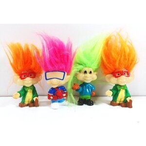 Vintage Burger King Kids Club Glow in the Dark Troll Dolls 1990s Toys Lot of 4
